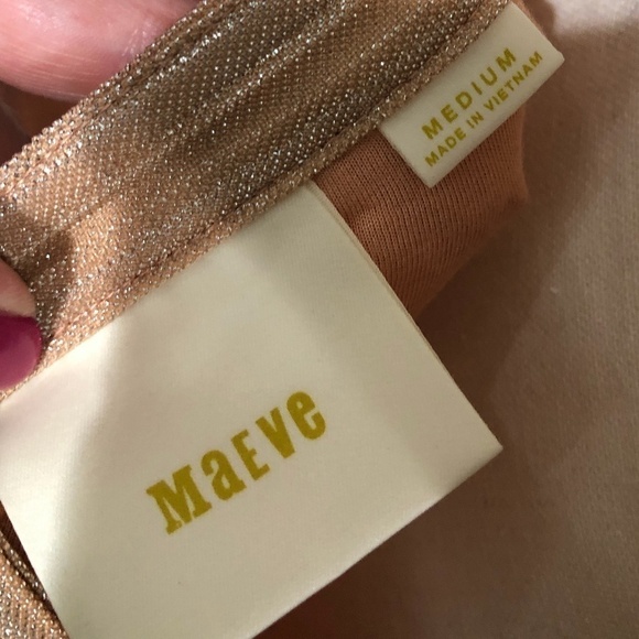 anthropologie Maeve Ambra Rose Gold Metallic Pleated Skirt M - Picture 9 of 15